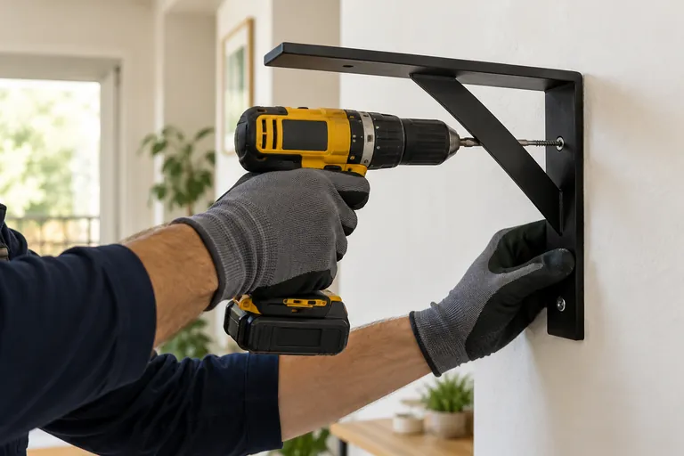 Shelf bracket being installed